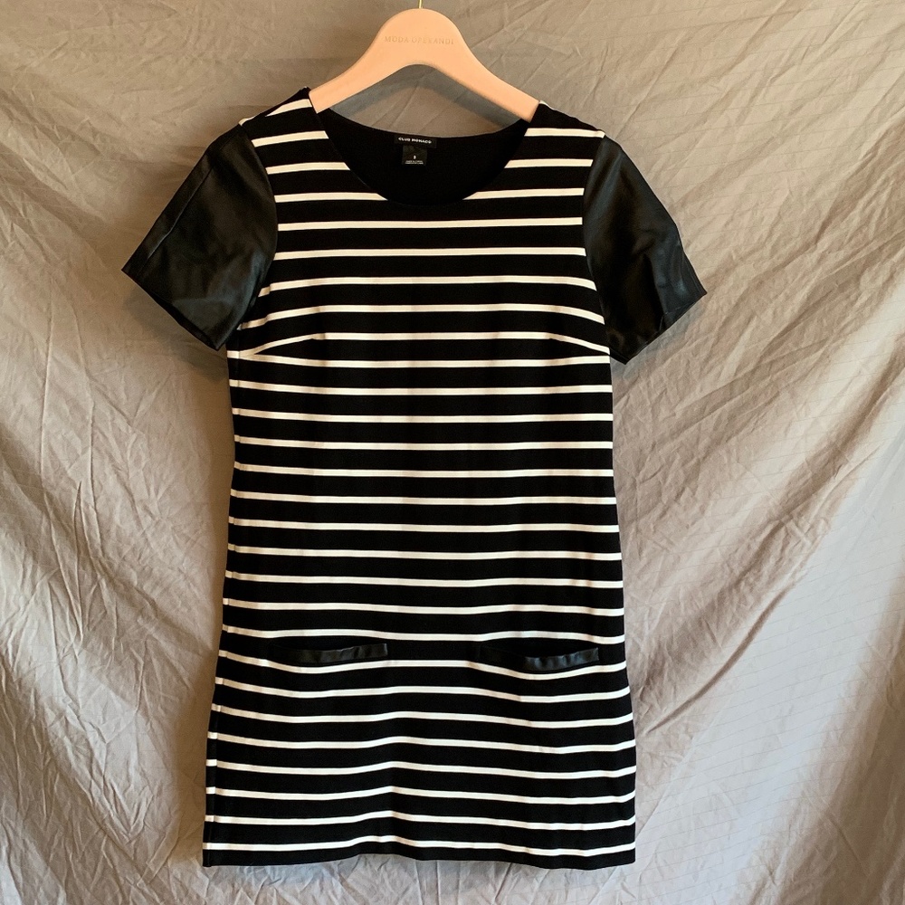 Club Monaco dress w/ leather accents, size 2